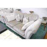 Modern silver two piece buttoned settee