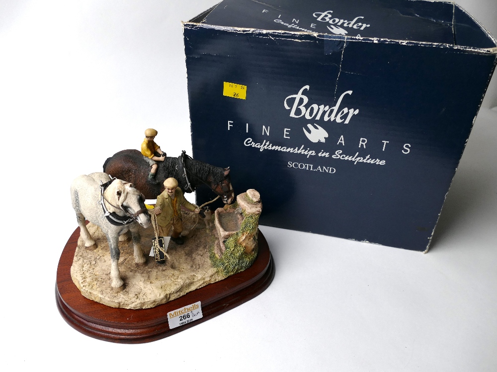 Border Fine Arts limited edition figure, farmer and cart horses "You Can Lead a Horse To Water",