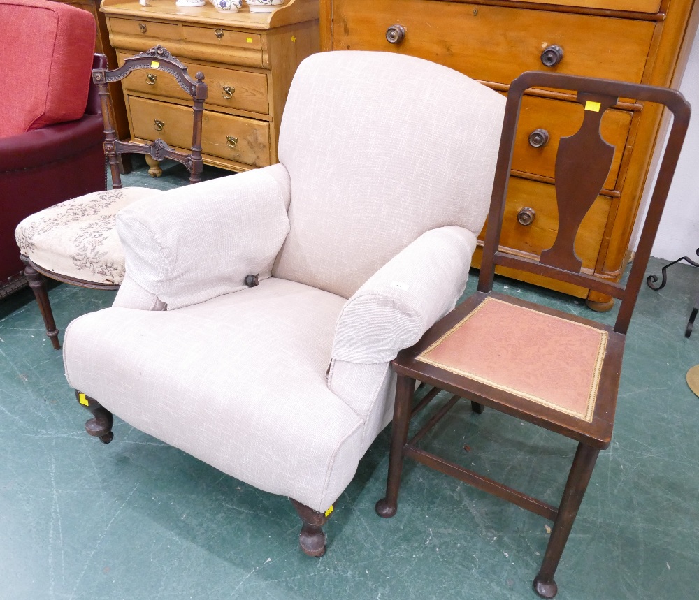 Two 19th century chairs and similar armchair