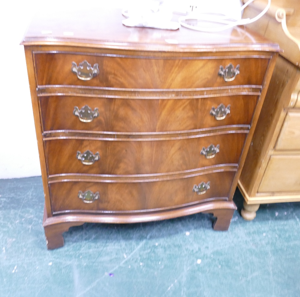 Bowfronted reproduction four flight chest of graduated drawers