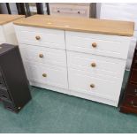 Cream and oak effect six flight chest of drawers