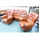 WITHDRAWN - Bardi Italy three piece brown leather suite