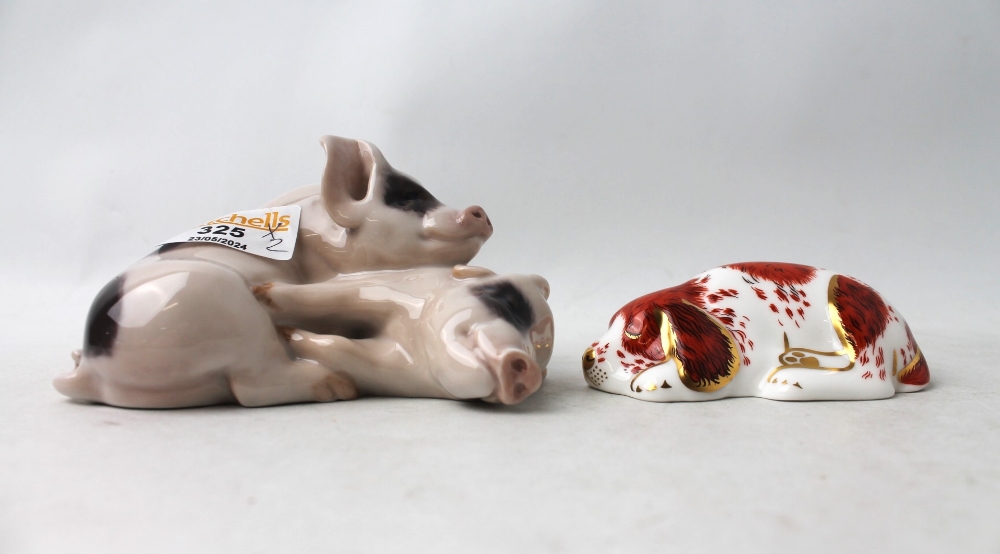 Royal Copenhagen pig and Royal Crown Derby puppy - Image 2 of 4