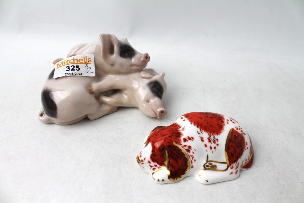 Royal Copenhagen pig and Royal Crown Derby puppy - Image 3 of 4