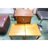 Bedside cabinet and two square low occasional tables