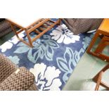 Blue floral rug, width 120 cm,