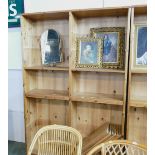 Modern pine double bookcase, height 210 cm, width 138 cm,