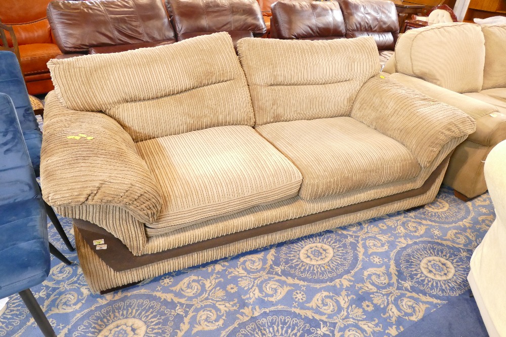 Modern brown upholstered two seater settee