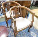 Pair of tub style Edwardian chairs
