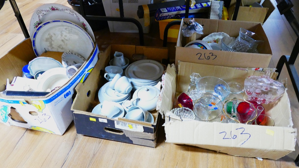 Four boxes of ceramics and glassware