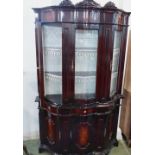 Ornate inlaid bowfronted red gloss display cabinet