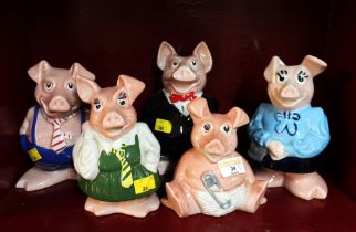 Five Nat West pig money boxes with stoppers