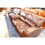 Two 2 seater settees with brown oxblood upholstery