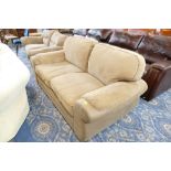 Modern brown upholstered two seater settee