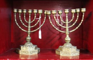 Pair of brass Menorah candles,