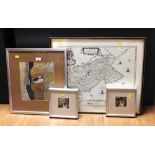 Four pictures and prints, map of Fife,
