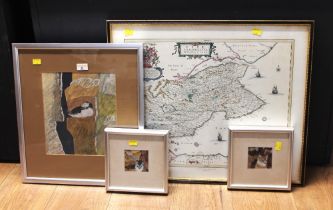 Four pictures and prints, map of Fife,