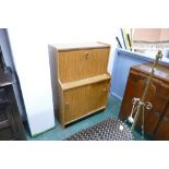 Retro veneered bureau with sliding cabinet to base