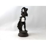 Bronze effect metal Cavalier statue,