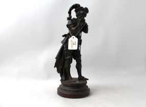 Bronze effect metal Cavalier statue,