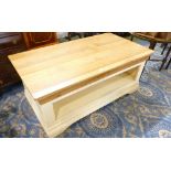 Modern oak topped cream based media unit