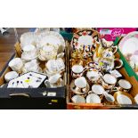 Two boxes of Royal Albert Imari coloured part tea set, cabinet cups, saucers, jugs,