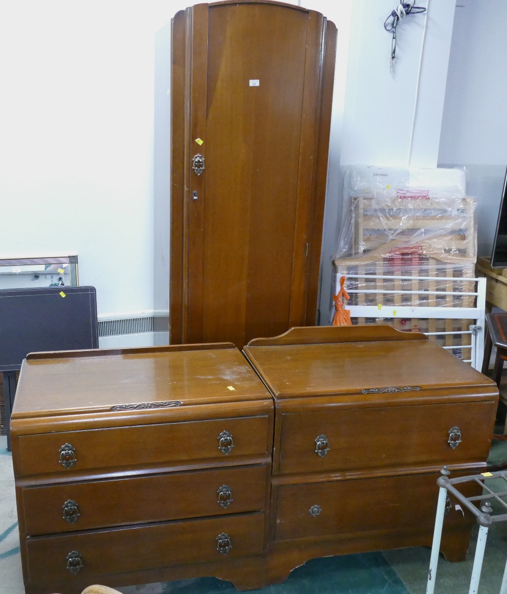 Two 1950's and later chests of drawers and similar wardrobe