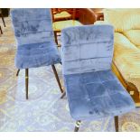 Two blue velvet style retro chairs