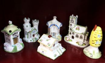 Six Coalport cottage pastel burners