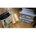 Four boxes of hobby storage containers, Ikea shelving,