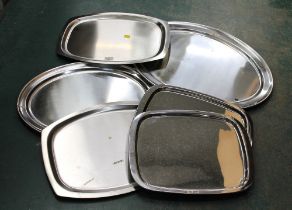 Quantity of stainless steel trays,