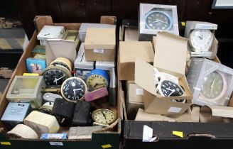 Two boxes of vintage alarm clocks including Big Ben by Westclox etc