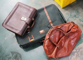 Vintage suitcase and two vintage leather bags