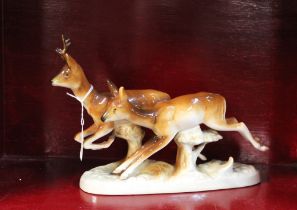 Ceramic leaping deer ornament