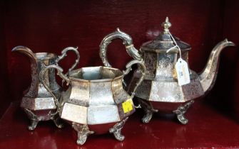 Three piece plate teapot,