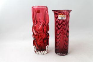 Two pieces of red Art Glass