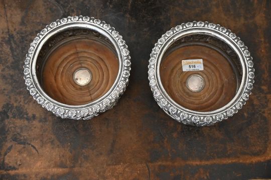 A pair of George IV Sheffield silver decanter or bottle coasters, 1826 maker SC Younge & Company. - Image 2 of 6