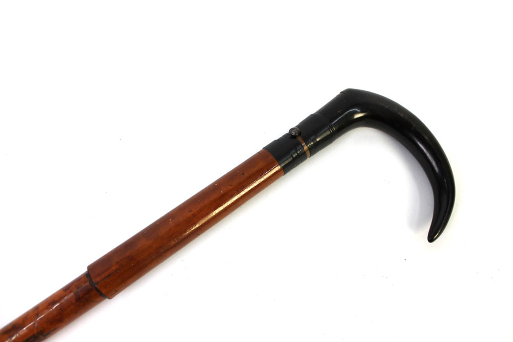 A 7 mm walking stick gun, with horn handle and malacca shaft, overall length 86 cm. - Image 4 of 6