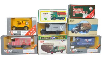 A group of Corgi diecast commercial issues comprising Thorneycroft Vans and similar, as shown.