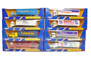 A group of Eight Corgi Diecast Model Truck issues in various commercial branded liveries. Some