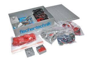 Fischer Technik; to include a container box with various parts and components (inc power pack),