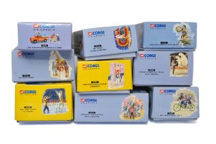 Corgi Diecast group of nine 'Chipperfields' themed circus and fairground issues as shown. All look