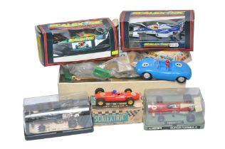 Assorted vintage Scalextric comprising older issue cars (untested) plus various accessories as