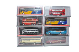 A group of eight boxed Corgi 1/76 diecast model bus / coach issues from the 'Omnibus' series. Mostly