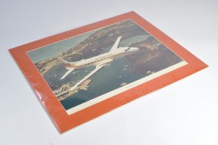 Aircraft ephemera comprising an original poster, 55 x 45 cm, of a BA Super 748 Twin Prop airliner (