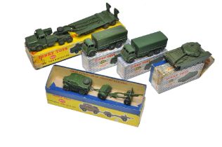 An assortment of vintage Dinky Military issues, with boxes as shown. Note conditions generally