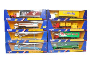 A group of Eight Corgi Diecast Model Truck issues in various commercial branded liveries. Some