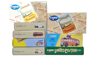 A group of Eight Corgi diecast (1/50) model Bus (AEC Regal) and Public Transport related issues in