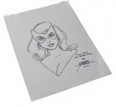 Original Comic Artwork comprising Personalized Signed Inked and Penciled Sketch of Jean Grey from