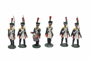 MJ Mode group of hand painted white metal figures / toy soldiers, comprising various military themes